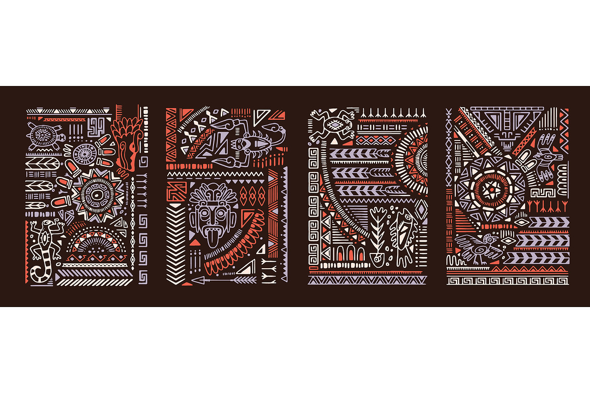 Aztec ornaments backgrounds set, a Decorative Illustration by PaperTrident (Photo 3 of 15)
