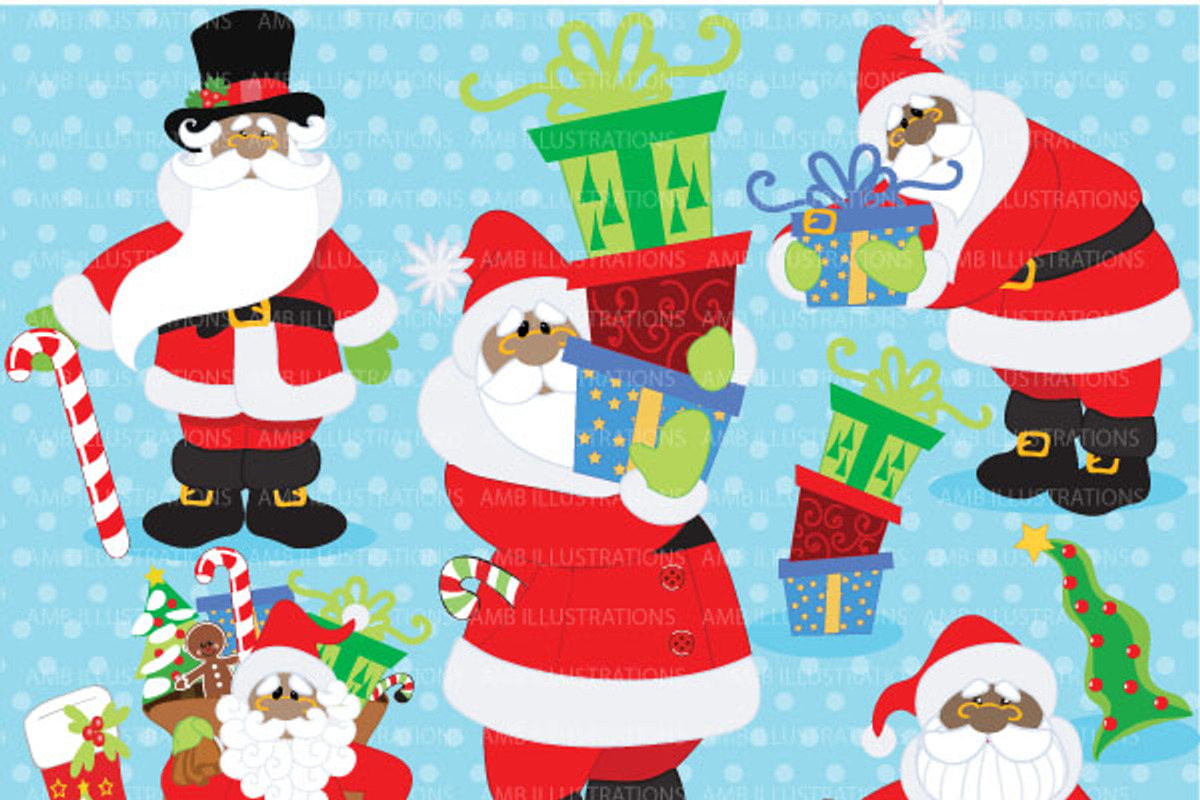 African American Santa AMB-559, an Illustration by AMBillustrations