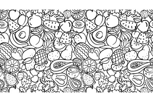 Doodle fruits pattern. Hand drawn, a Food Illustration by winwin.art