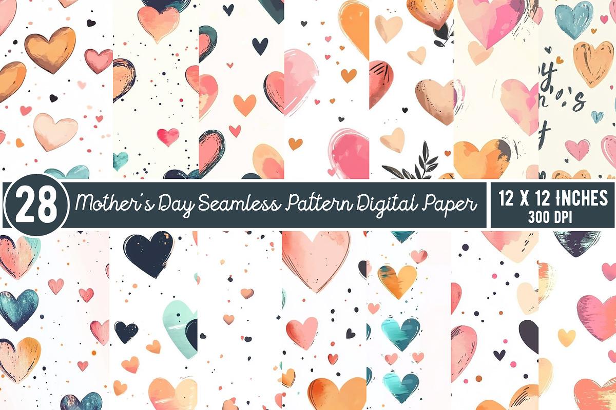 Mothers Day Seamless Pattern Digital, an Illustration by GatewayDesign (Photo 3 of 3)