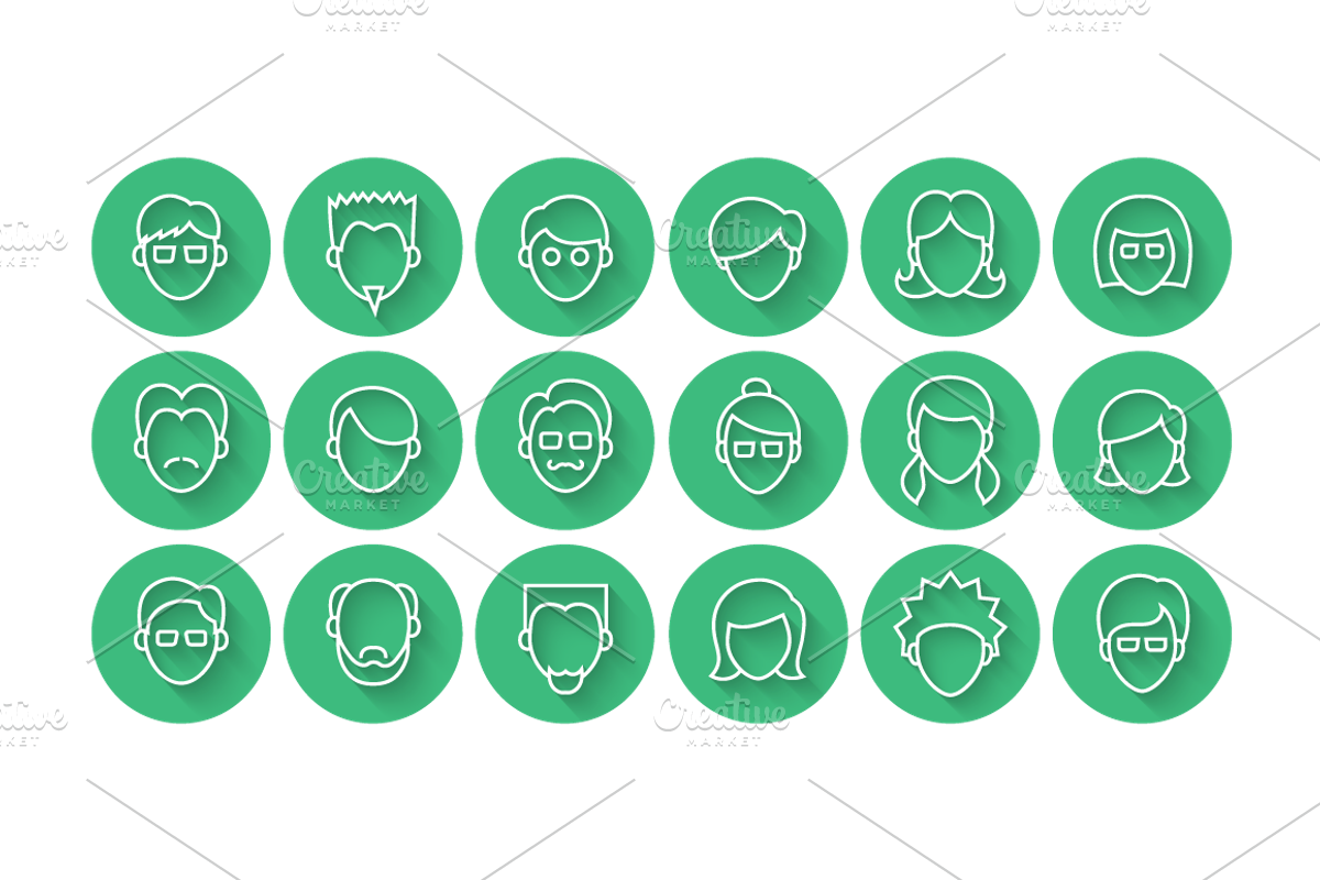 Line Face Icon Set, an Outline Icon by Alex Serada (Photo 4 of 5)