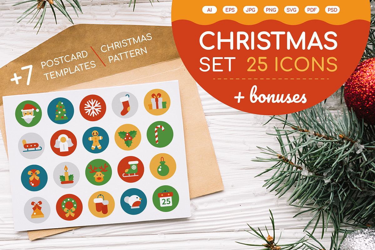 Christmas 25 Icons Set + Bonuses, an Outline Icon by Boyko Pictures (Photo 1 of 12)
