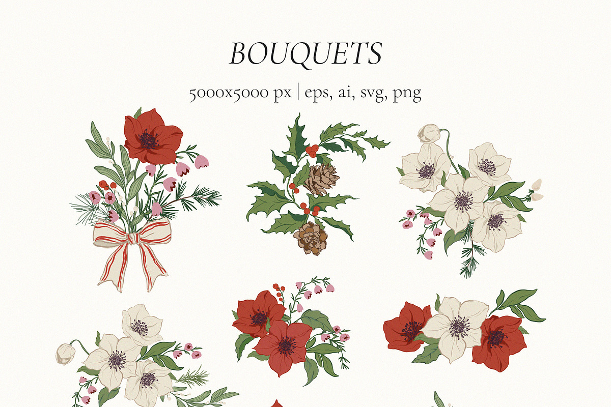 Winter Garden vector flowers frames, an Object Graphic by Yuliya Derbisheva (Photo 4 of 11)