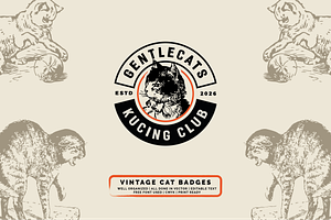 Vintage Cat Badges, a Branding & Logo Template by ehaezer
