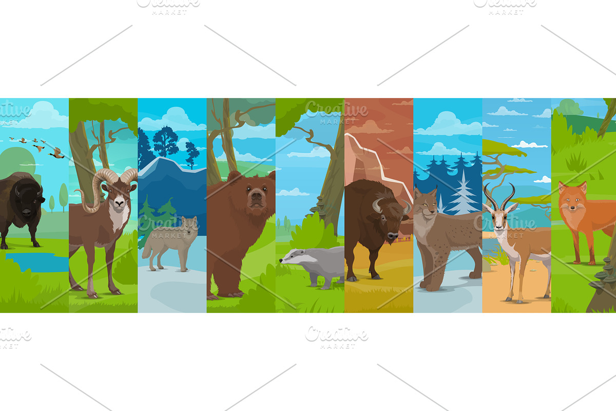 Forest hunted animals, an Animal Illustration by Vector Tradition