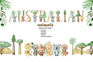 Watercolor Australian Animals.