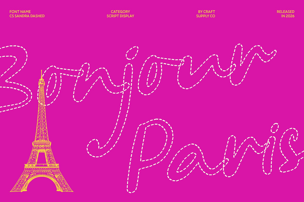CS Sandra Dashed, a Script Font by Craft Supply Co. (Photo 4 of 8)