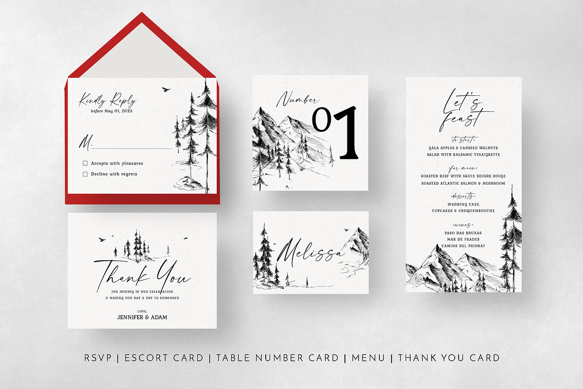 Mountain Forest Wedding Suite, an Invitation Template by BlueRobinDesignShop (Photo 16 of 16)