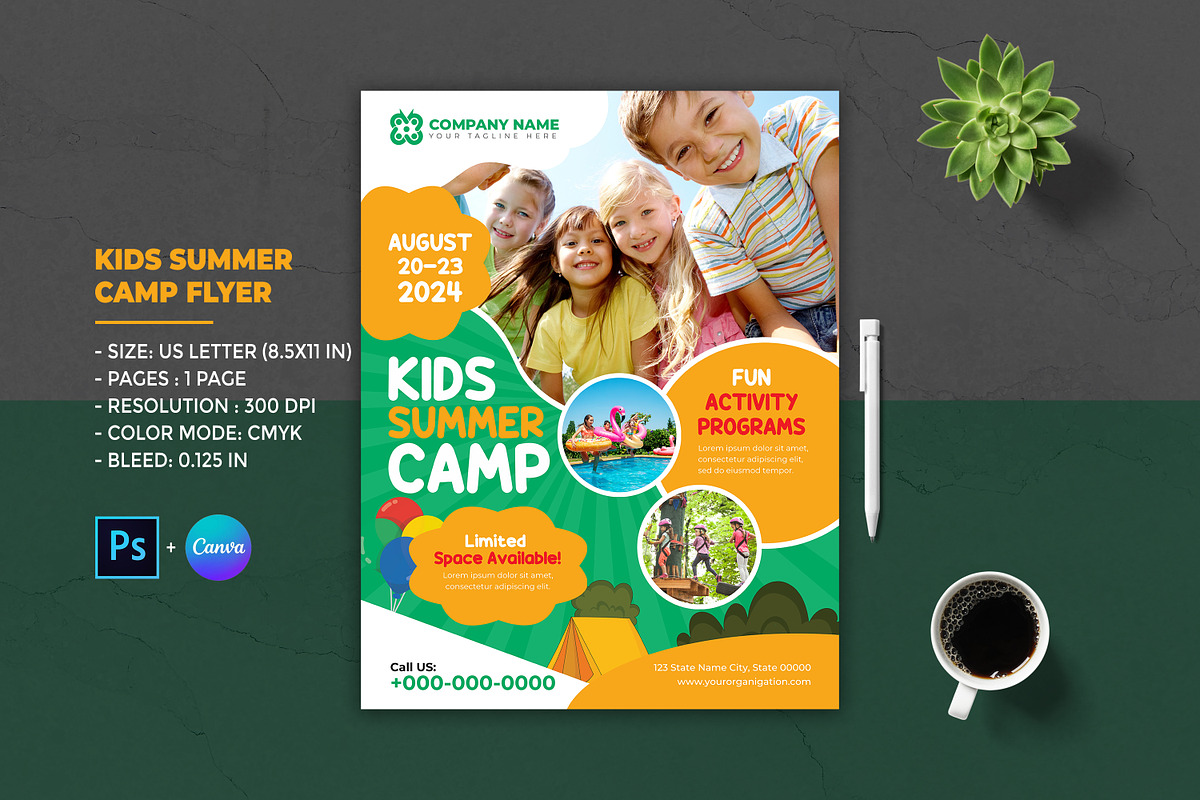 Kids Summer Camp Flyer, a Flyer Template by Designscozy (Photo 1 of 5)