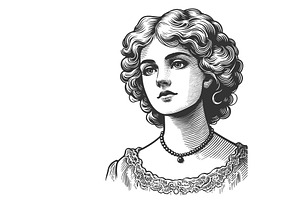 Edwardian woman portrait vector, a Person Illustration by AlexArt