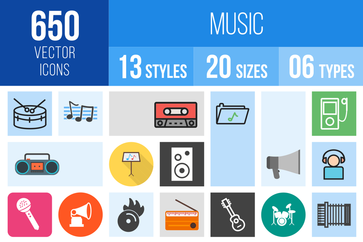 650 Music Icons, an Outline Icon by IconBunny (Photo 1 of 3)