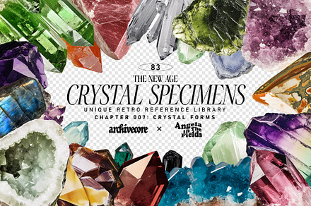 CRYSTAL SPECIMENS Vintage Clipart, an Object Graphic by angelainthefields