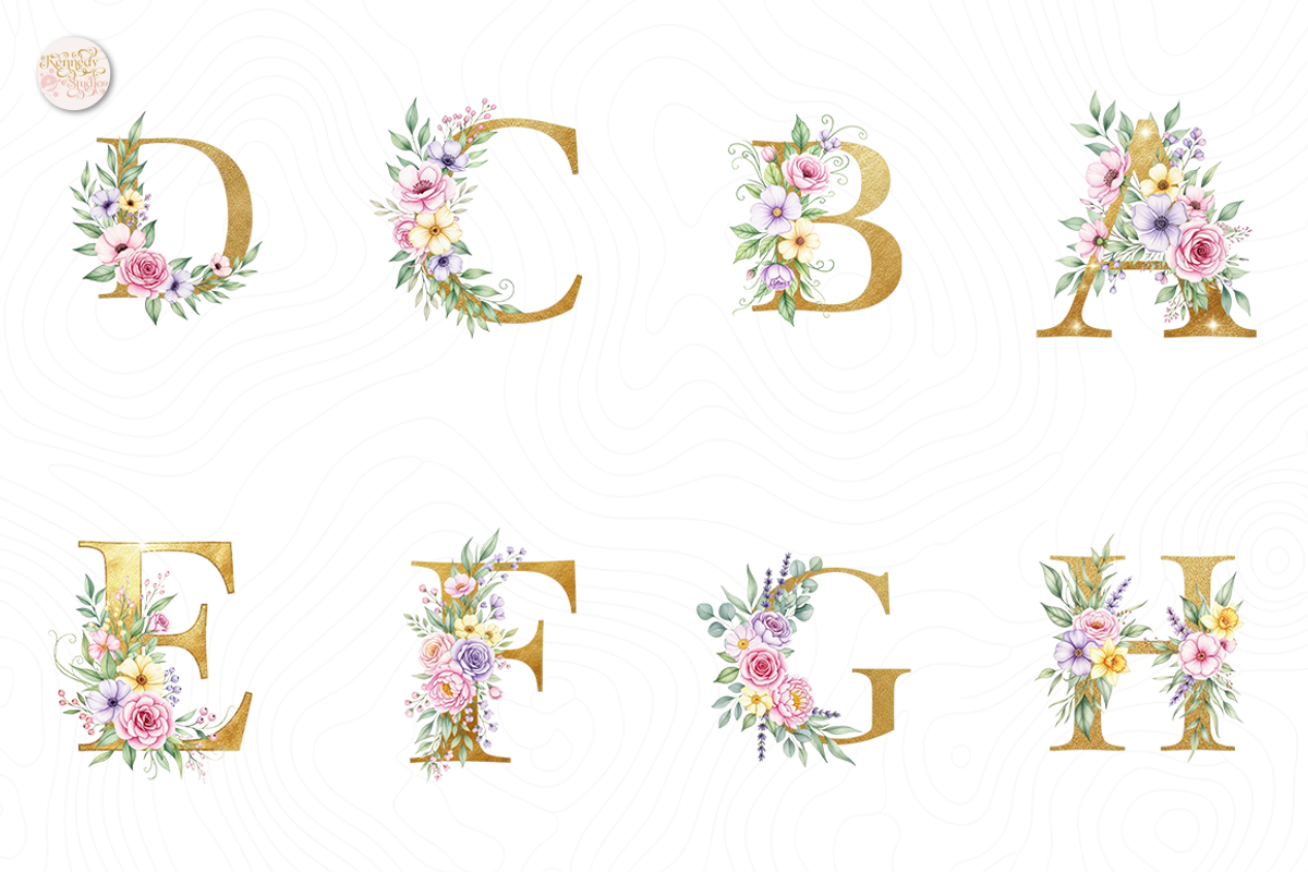 Floral Gold Alphabet PNG Clipart A-Z, an Object Illustration by KennedyStudio (Photo 2 of 4)