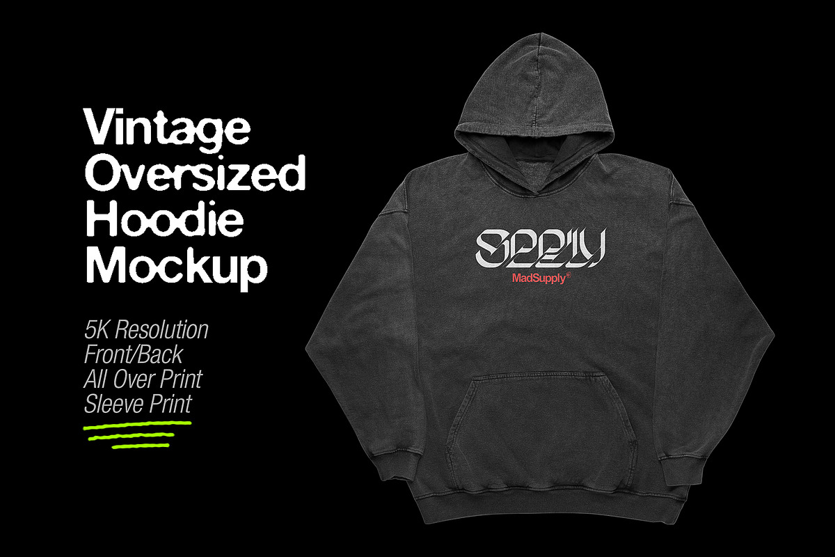 Vintage Oversized Hoodie Mockup, a Hoody Mockup by Mad Supply (Photo 1 of 6)