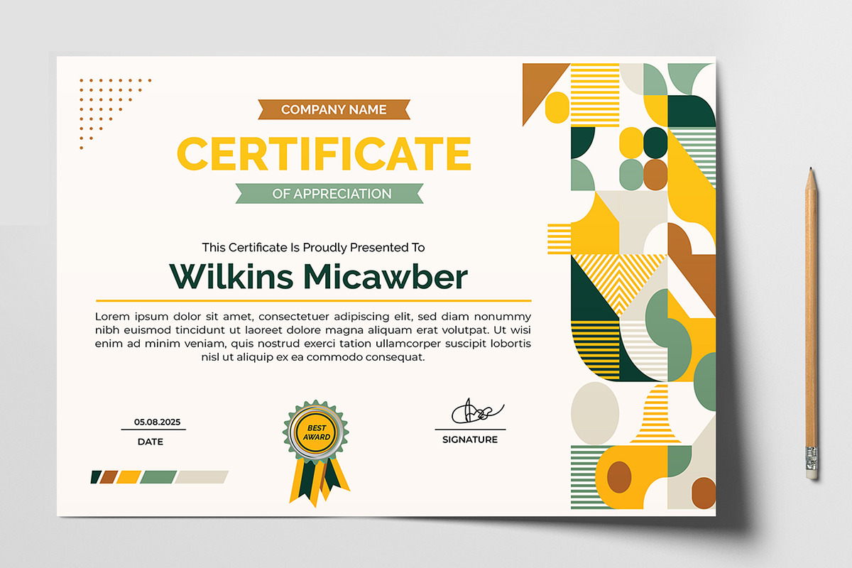 Geometric Certificate Design Layout, a Stationery Template by MightyDesign (Photo 2 of 6)