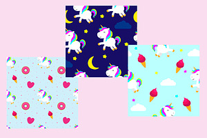 Set Of Cute Unicorn Vector