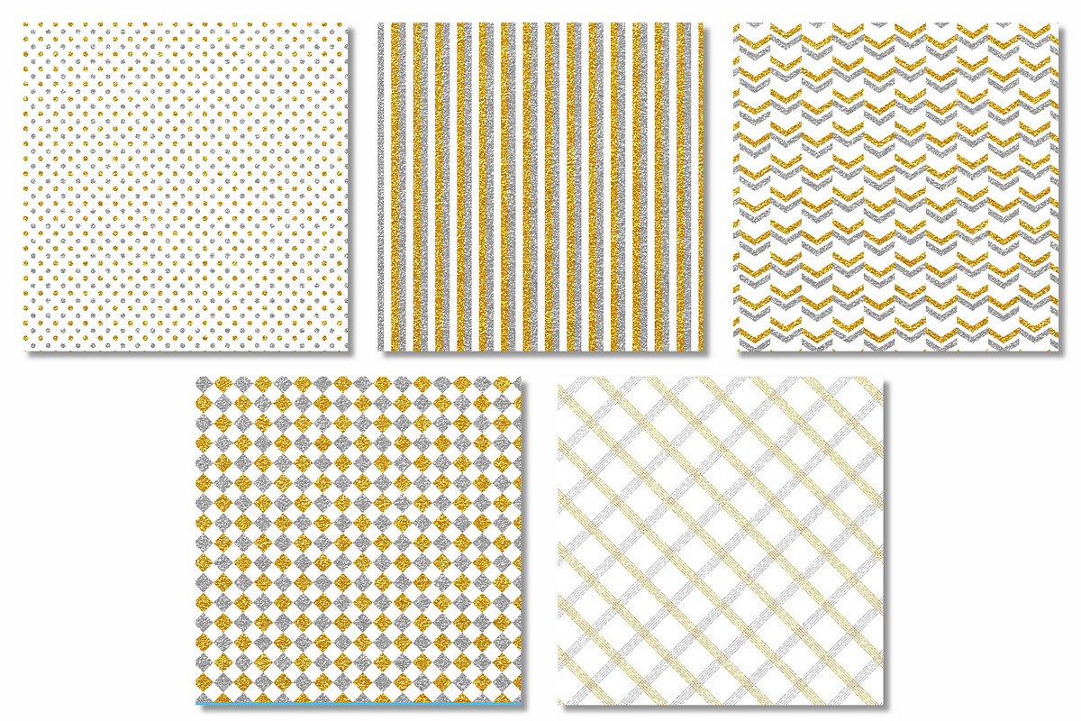 Gold & Silver Pattern Digital Papers, a Pattern Graphic by Scrapbook Gems (Photo 3 of 3)
