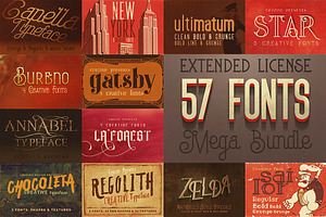 SALE Fonts MegaBundle - 57 Fonts, a Script Font by Cruzine