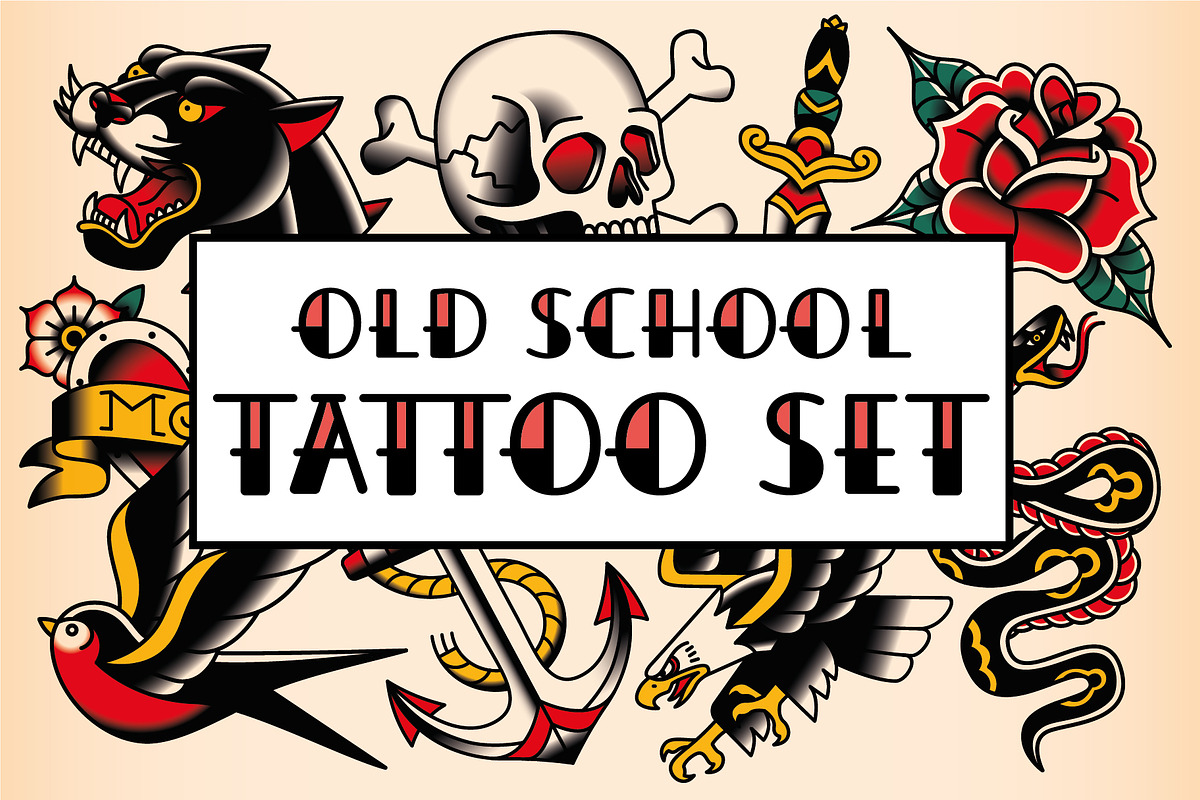 Old School Tattoo Vector Pack, an Animal Illustration by Andres M Rodriguez (Photo 1 of 8)