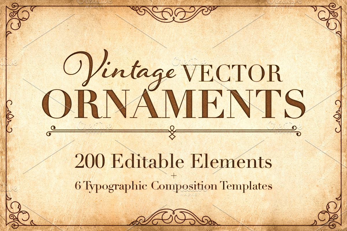 Vintage Vector Ornaments, an Object Graphic by Dandylyon Designs (Photo 1 of 20)