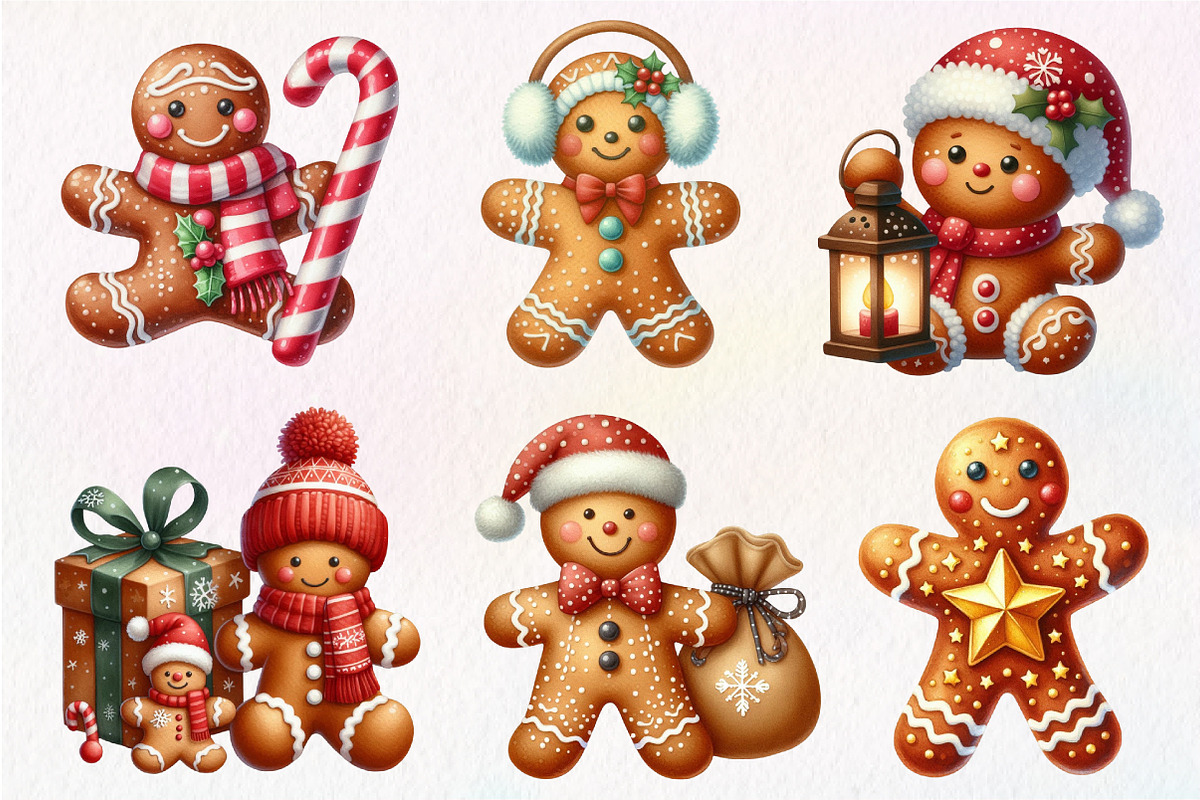 Christmas Gingerbread Man Clipart, an Illustration by Dream Creation (Photo 5 of 7)