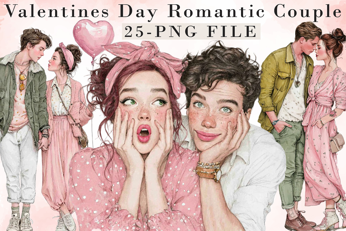 Valentines Day Romantic Couple Png, an Illustration by Libby Wishes (Photo 1 of 7)