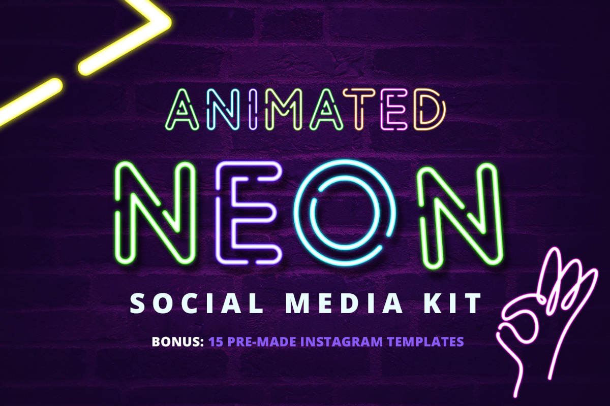 ANIMATED - Neon Social Media Kit, a Social Media Template by Brandspark (Photo 1 of 11)