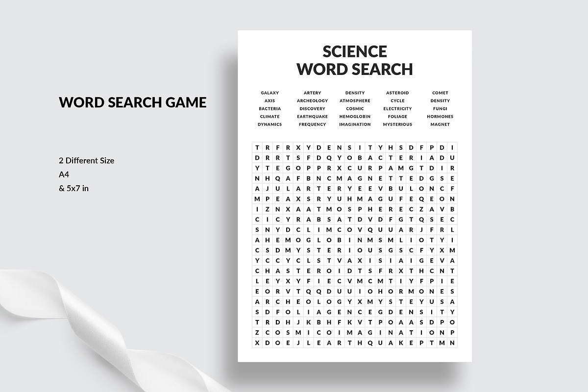 Science Word Search Game Template, a Templates & Theme by Amit Debnath (Photo 5 of 6)