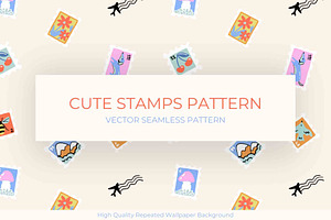 Travel Stamps Seamless Pattern