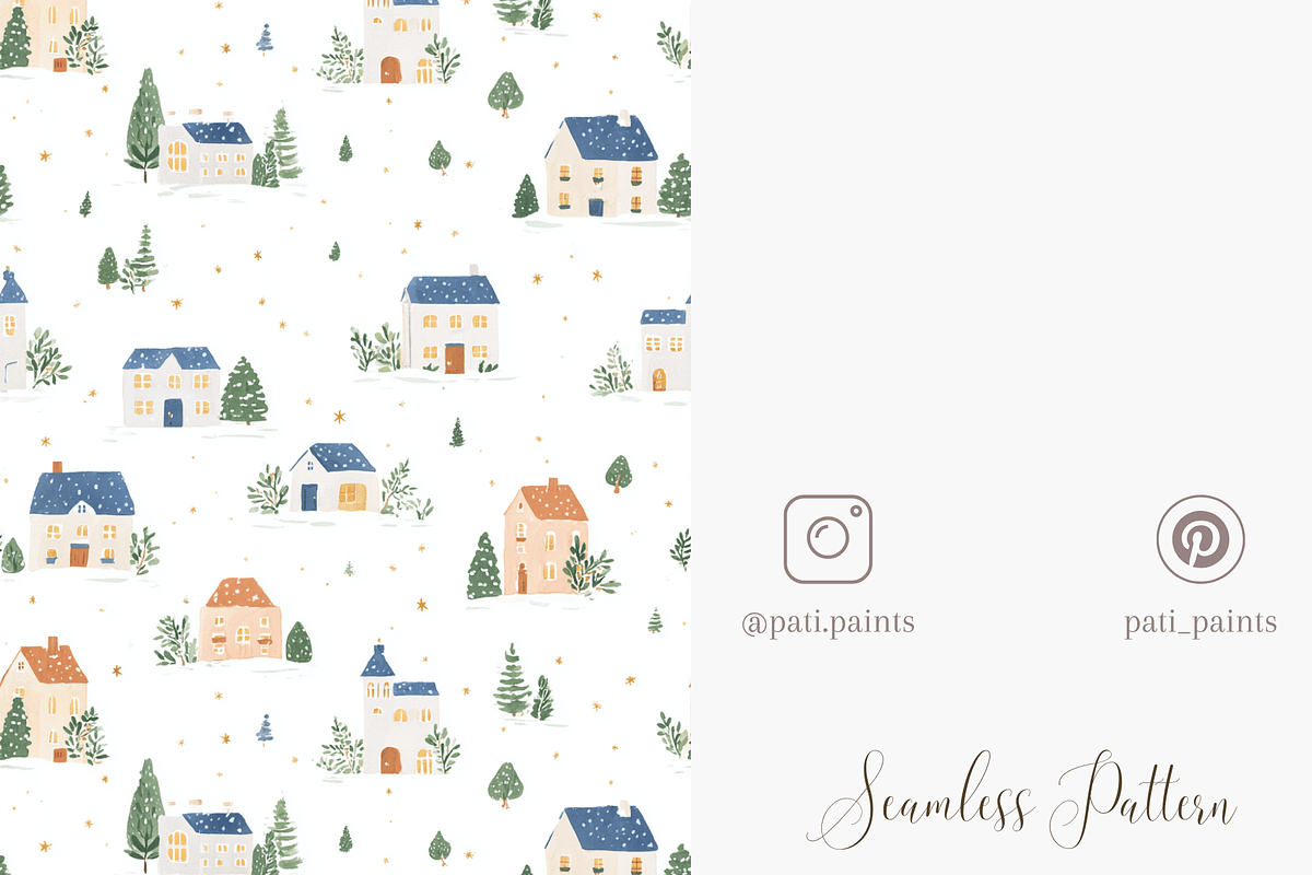 Christmas Winter Village Pattern, a Pattern Graphic by Pati Charm Studio (Photo 5 of 7)