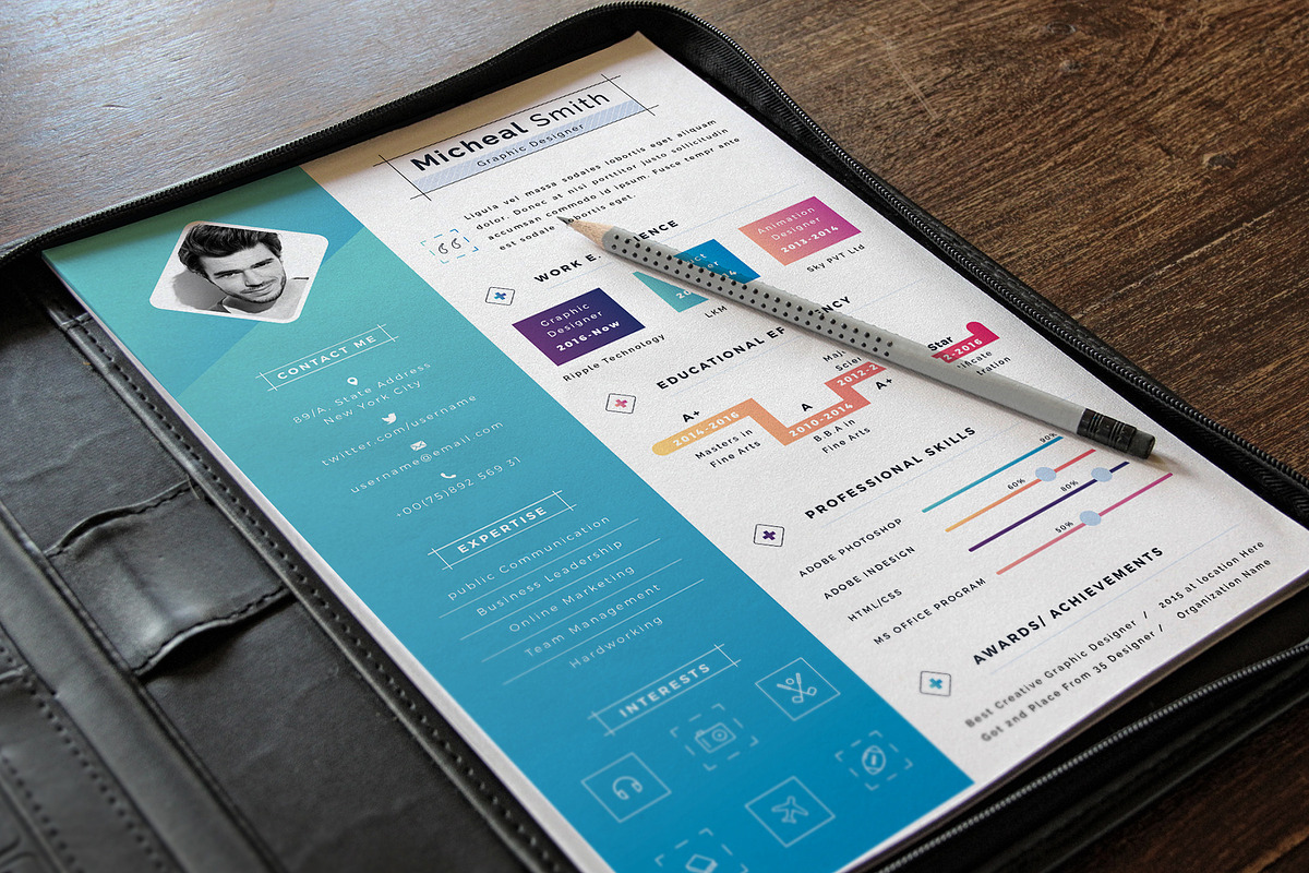 Modern Resume Cv Template, a Resume Template by Tbunny (Photo 4 of 6)