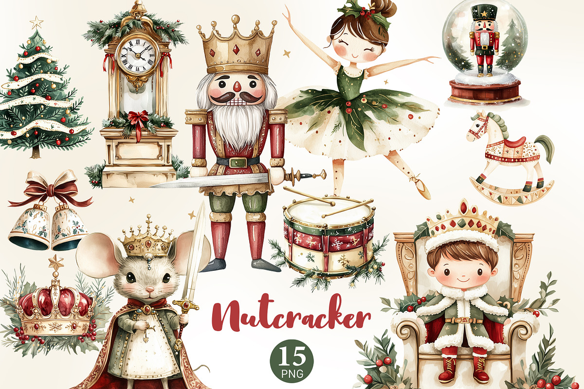 Nutcracker Clipart, a Seasonal Illustration by GlamArtZhanna (Photo 1 of 6)