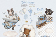 Watercolor Cute Set Blue Nursery, an Animal Illustration by ViktoriyaD (Thumbnail 2 of 8)
