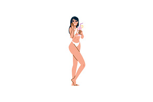 Beautiful woman wearing white bikini, a Person Illustration by pikepicture