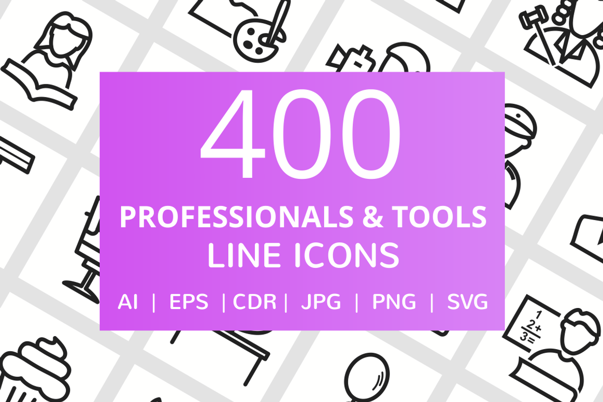 400 Professionals & Tools Line Icons, an Outline Icon by IconBunny (Photo 1 of 6)