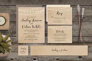 Brown Wedding Invitation Suite