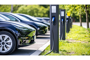 Electric Cars Charging at Station in, an Industrial Photo by Lermont51