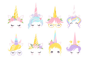 Unicorn Face. Fantasy Horse Pony