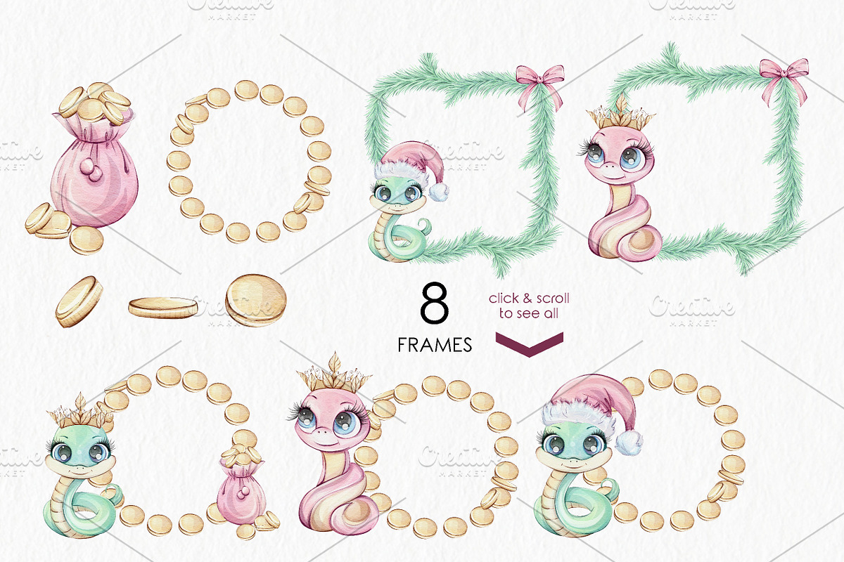 Watercolor Snakes | New year 2025, a Seasonal Illustration by katmonne (Photo 5 of 10)