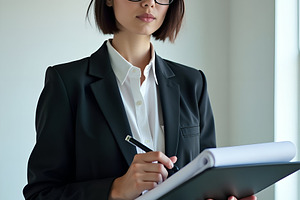 Female Architect Inspecting Construc, an Industrial Photo by Stock Shape