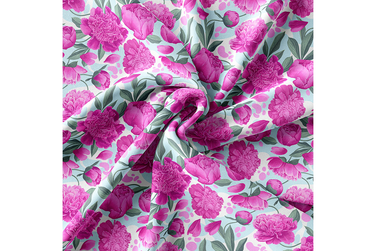 Pink Peonies & Splashes Pattern, a Pattern Graphic by MarynaPetrovska (Photo 5 of 12)