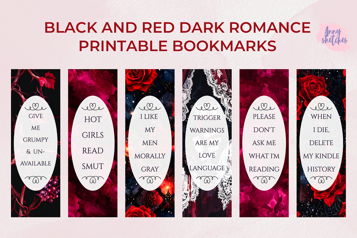 Dark Romance Printable Bookmarks, an Object Graphic by Anna Design Studio (Photo 5 of 10)