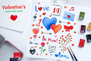 Valentine's Day watercolor pack, a Decorative Illustration by MarBom (Thumbnail 1 of 7)