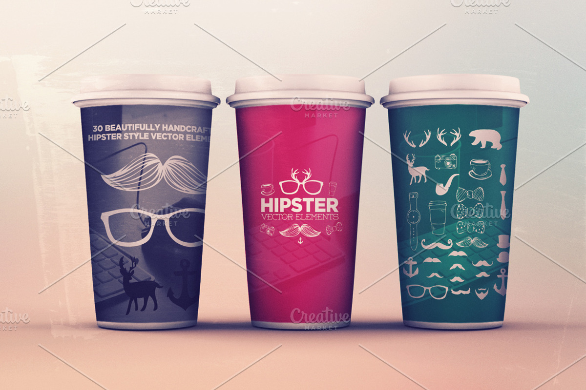 30 Handsketched Hipster Vectors, an Illustration by Layerform Design Co. (Photo 3 of 3)