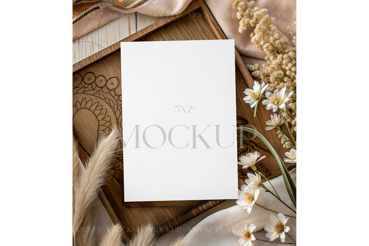 5x7 Card Mockup with White Daisies, a Mockup by MockupWizard (Photo 1 of 3)