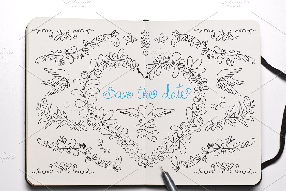 Save the date doodle pack [40% off], an Illustration by Klipa Illustrations