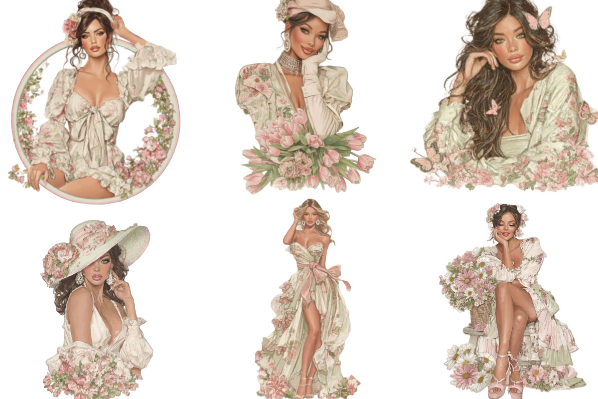 Whimsical Spring Woman Clipart, an Illustration by Designking (Photo 2 of 5)