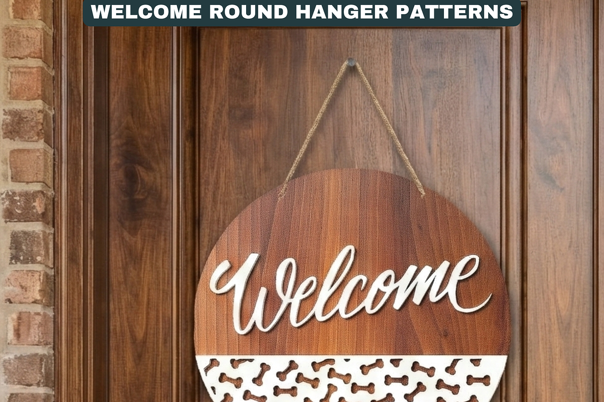 Round Door Hanger Welcome Sign Desig, a Graphic by AtacanDigital (Photo 6 of 12)