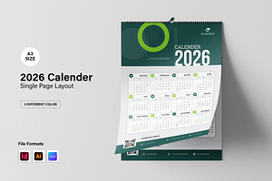 2026 Wall Calender – Yearly Calendar, a Stationery Template by Spark_Creative