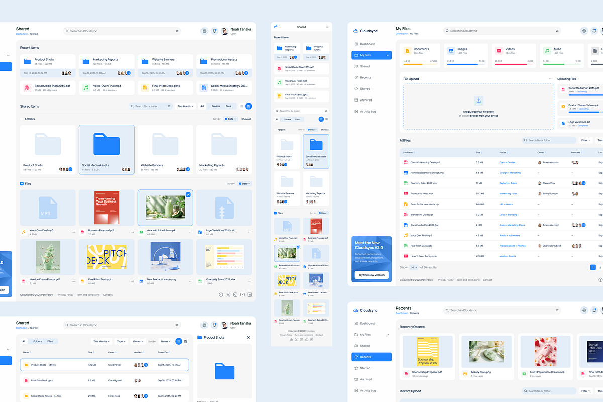Cloud Storage Management Dashboard, an UI Kit Template by peterdraw (Photo 3 of 7)